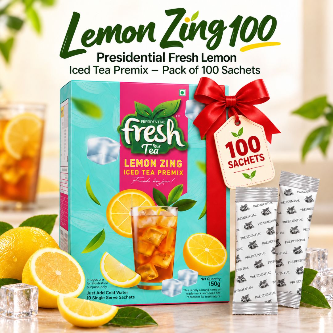 Lemon Zing 100 - Presidential Fresh Lemon Iced Tea Premix - Pack of 100 Sachets