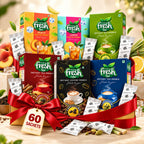 Presidential Fresh The Ultimate Beverage Box 60 - 10 Each of Masala, Cardamom, Lemongrass, Peach Iced Tea, Lemon Iced Tea & Cappuccino Coffee Premix