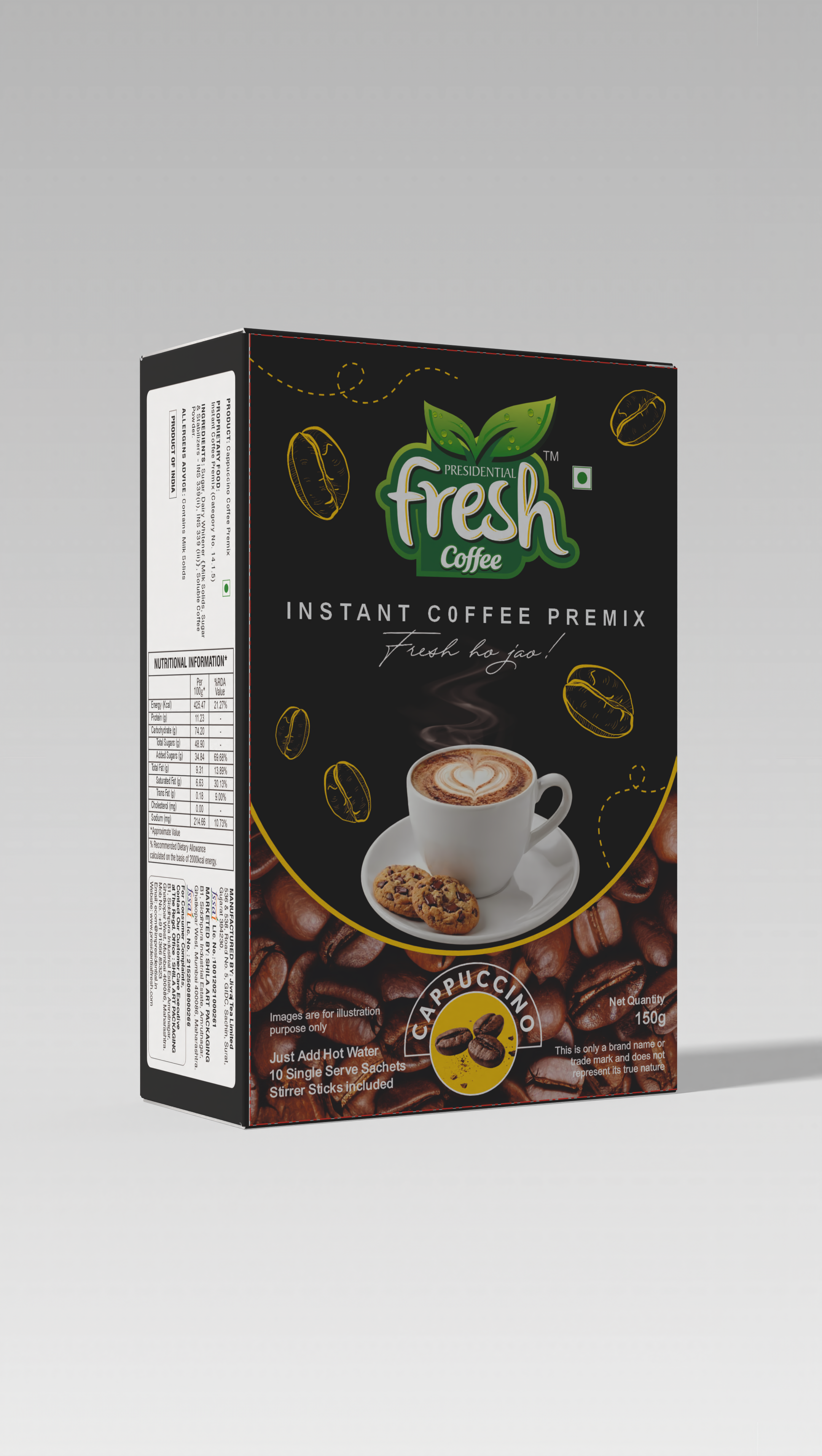 Cappuccino Instant Coffee Premix 10 Sachets (Regular)