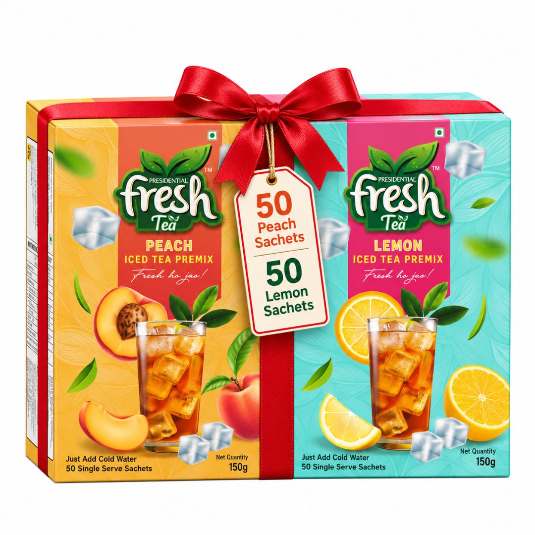 Iced & Easy 100 - Presidential Fresh Iced Tea Pack — 50 Peach + 50 Lemon Sachets