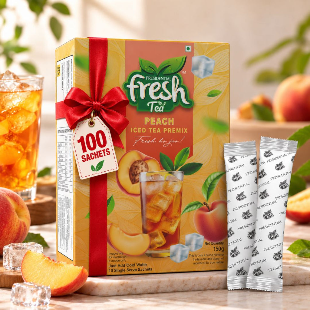 Peach Rush 100 - Presidential Fresh Peach Iced Tea Premix - Pack of 100 Sachets