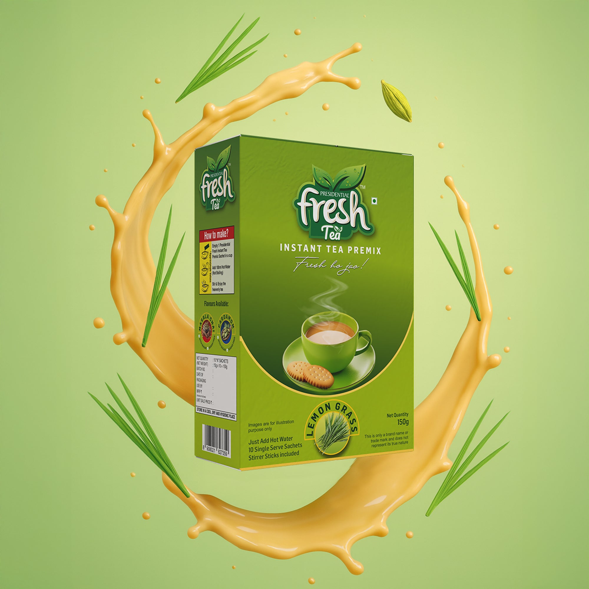 Lemon Grass Instant Tea Premix 10 Sachets (Regular)